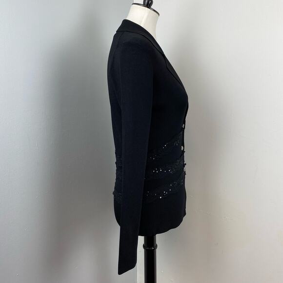 Vertigo Paris Black Lace & Sequin Button Front Knit Cardigan Sweater Small - Picture 8 of 11